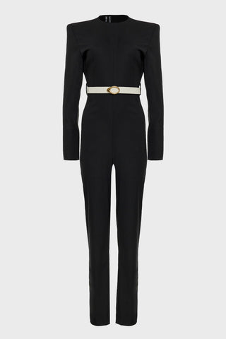 Black Tie Leather Belt Black/White