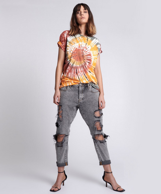 SOFT GREY TRASHED SAINTS BOYFRIEND JEANS